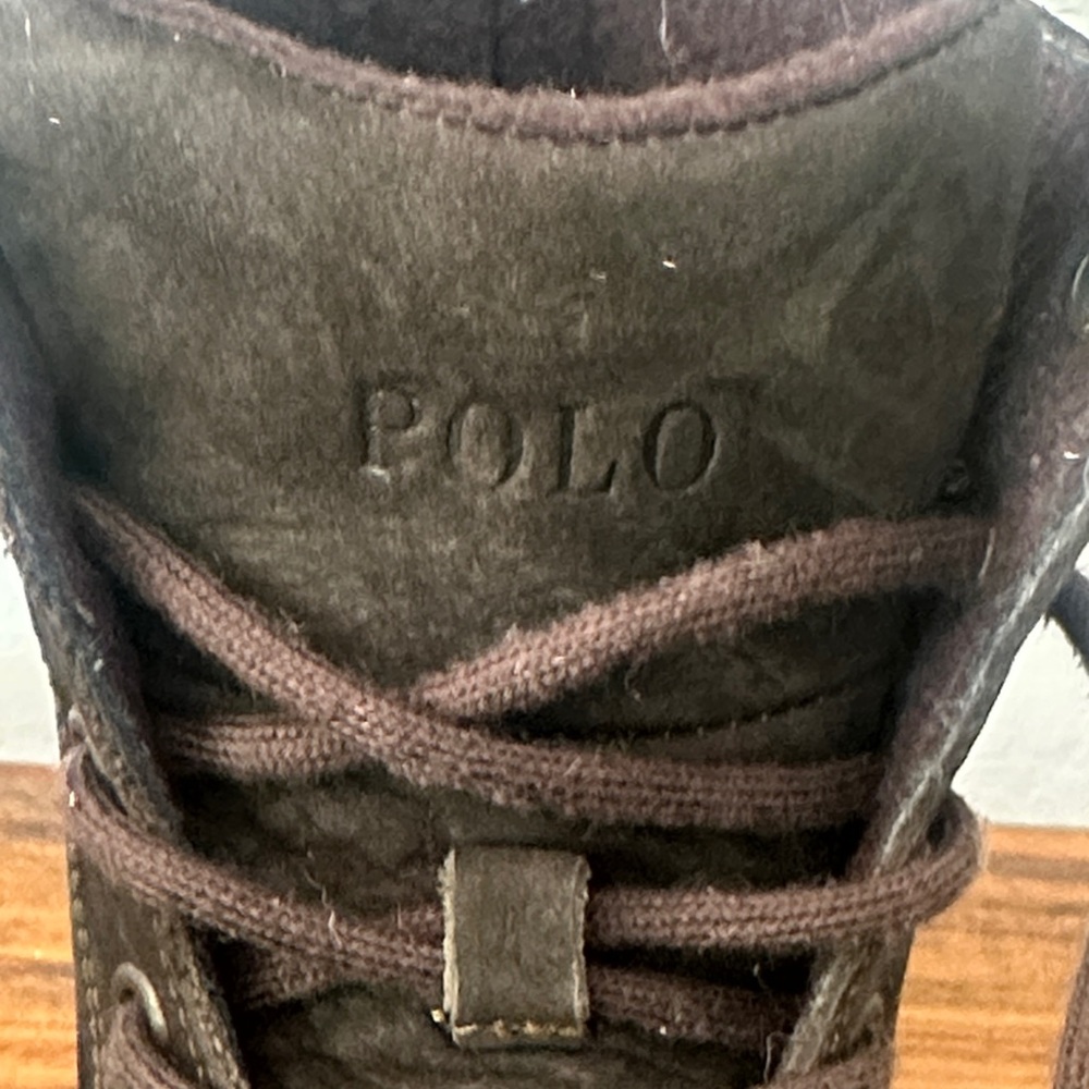 POLO Ralph Lauren Ranger Embroidered Polo Bear Brown Lace up Suede Boot Size 3 - Picture 9 of 16